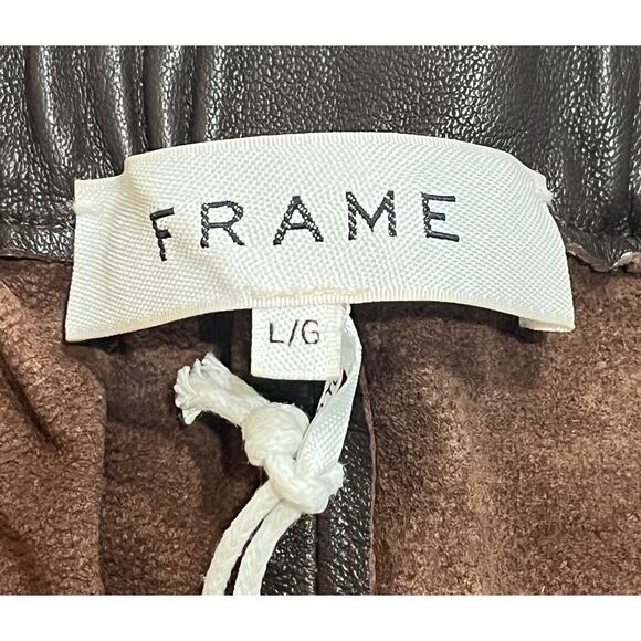 9-46 FRAME Men's Gym Shorts 100% Lamb Leather Brown Large - Picture 5 of 9